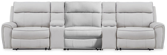 Social Pointe 5-Piece Reclining Sectional with Storage Consoles