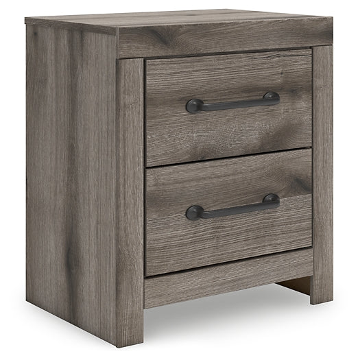Graystorm Full Panel Bed with Storage with Mirrored Dresser and Nightstand
