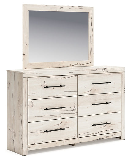 Lawroy Twin Panel Bed with Mirrored Dresser, Chest and Nightstand