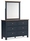 Landocken Twin Panel Headboard with Mirrored Dresser, Chest and Nightstand