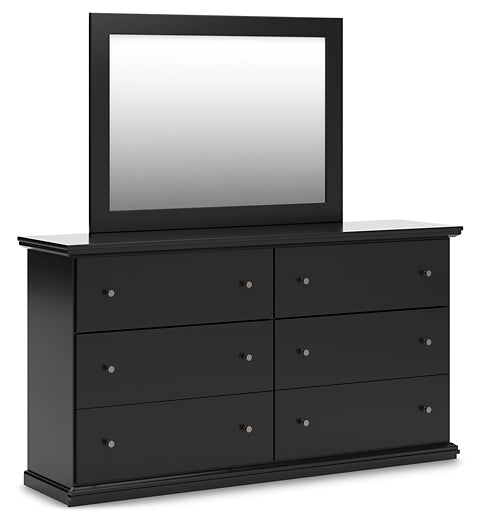 Maribel Twin Panel Bed with Mirrored Dresser