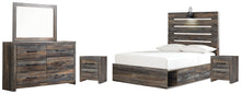Load image into Gallery viewer, Drystan Full Panel Bed with 4 Storage Drawers with Mirrored Dresser and 2 Nightstands
