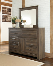 Load image into Gallery viewer, Juararo King/California King Panel Headboard with Mirrored Dresser and 2 Nightstands
