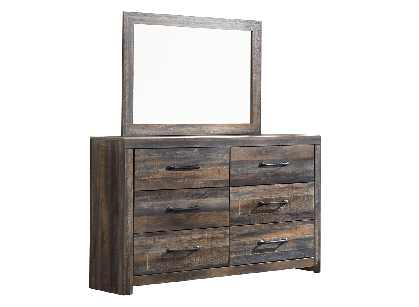 Drystan King/California King Bookcase Headboard with Mirrored Dresser, Chest and Nightstand