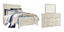 Load image into Gallery viewer, Bellaby Queen Crossbuck Panel Bed with Mirrored Dresser
