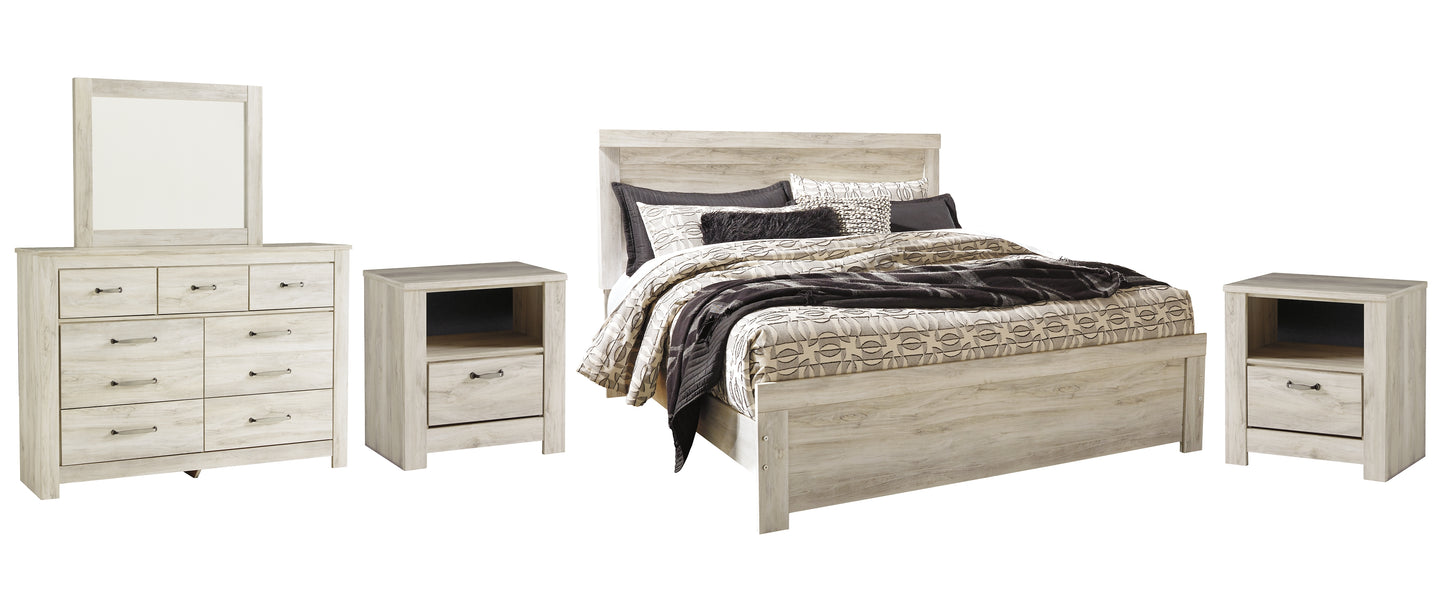 Bellaby Queen Panel Bed with Mirrored Dresser