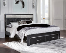Load image into Gallery viewer, Kaydell King Upholstered Panel Storage Platform Bed with Mirrored Dresser and Chest

